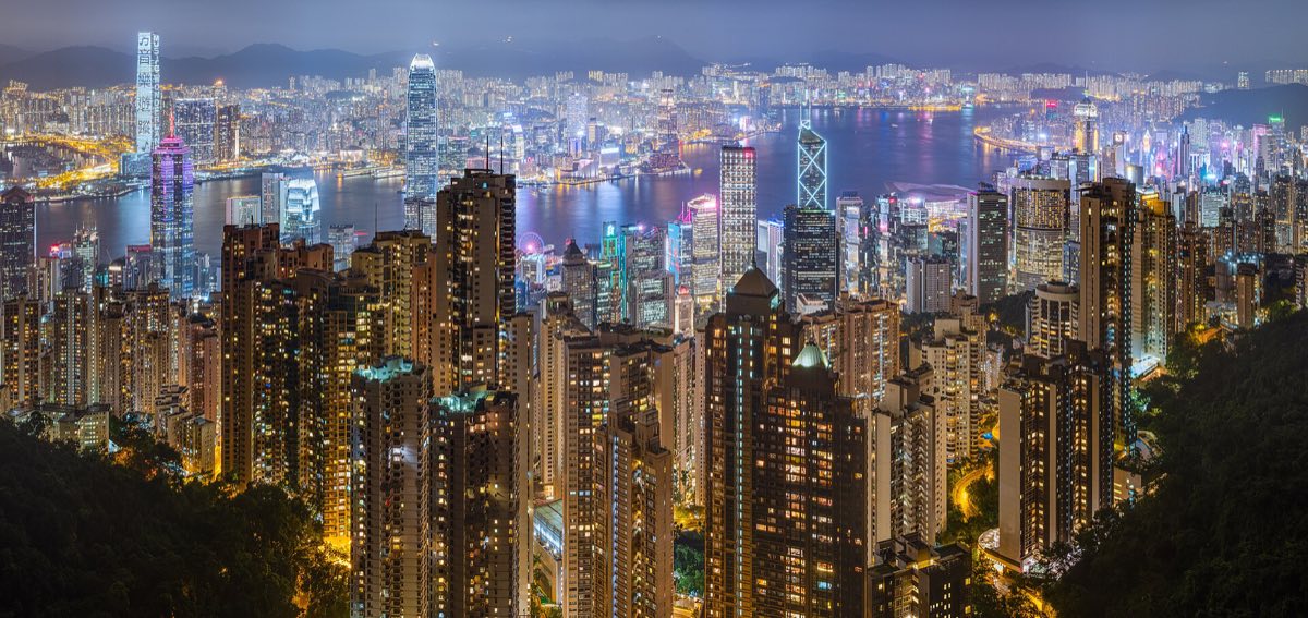 The Hong Kong skyline over Victoria Harbour