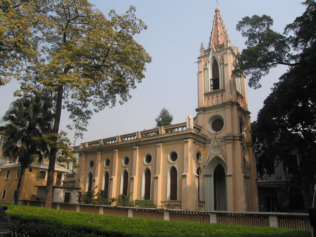 Colonial-era European buildings under banyans on Shamian Island, Guangzhou
